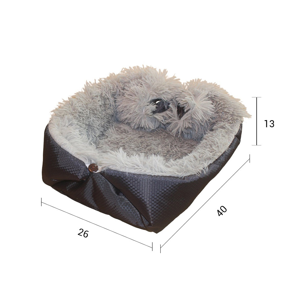 NNEAGS Black Dual-purpose Cushion Nest Cat Dog Bed Warm Plush Kennel Mat Pet Home Travel Essentials