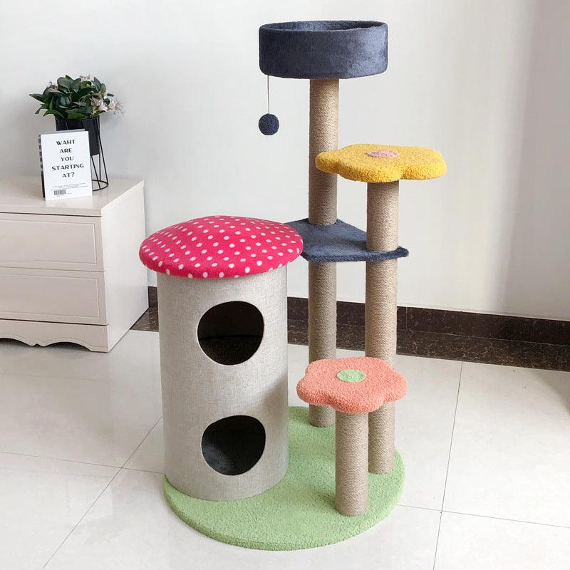 Stylish Cat Haven: Premium Sisal Cat Tower With Cozy Lambswool-1