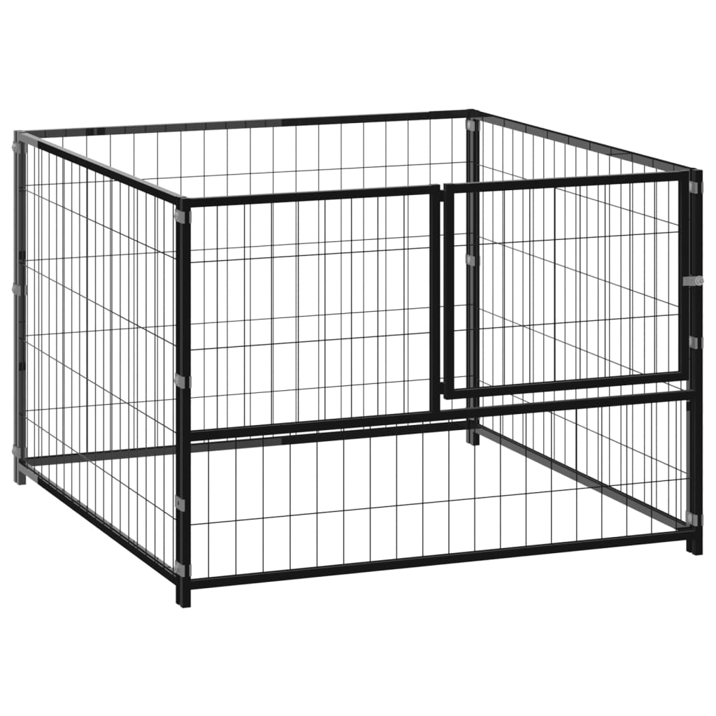 NNEVL Dog Kennel Black 100x100x70 cm Steel