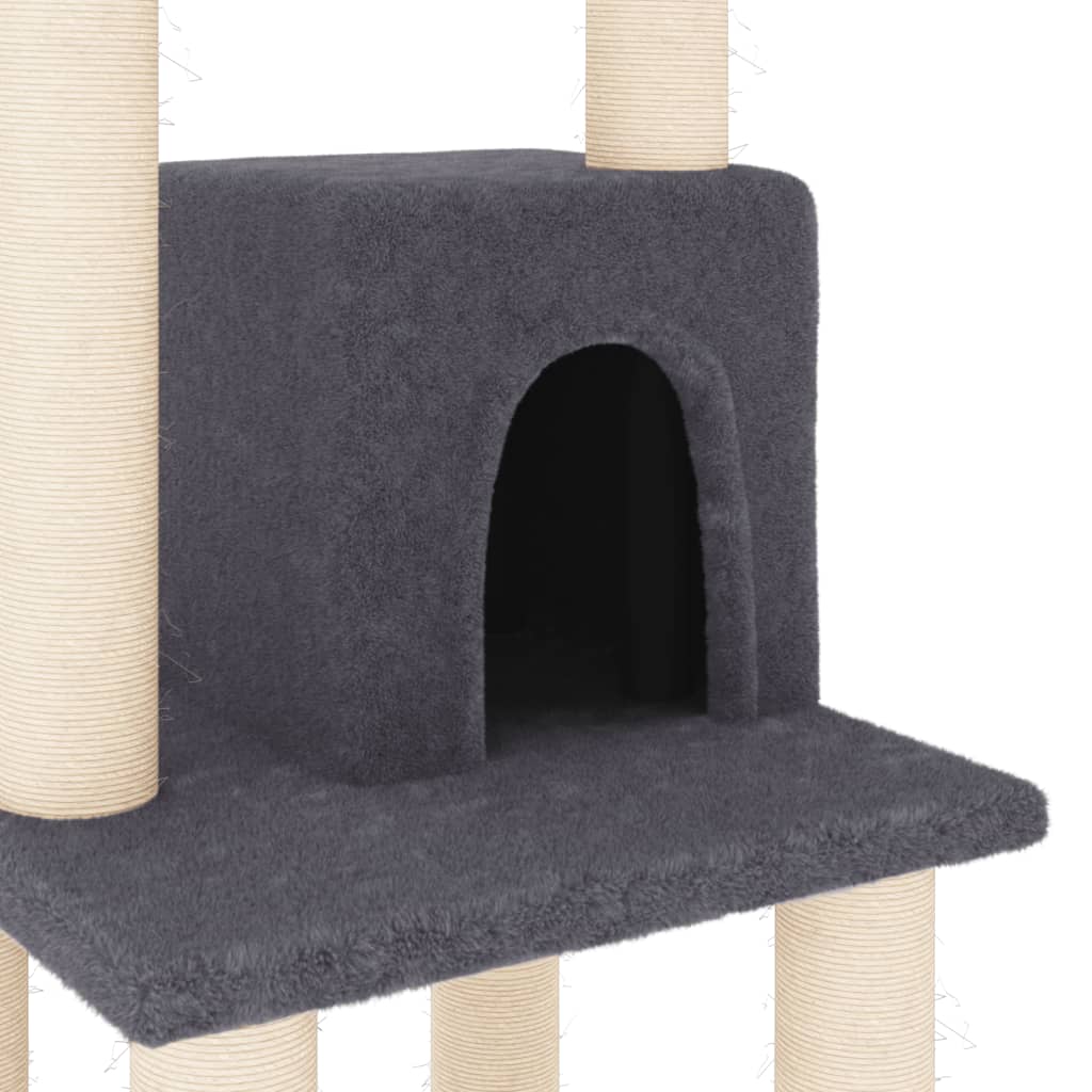 NNEVL Cat Tree with Sisal Scratching Posts Dark Grey 105 cm