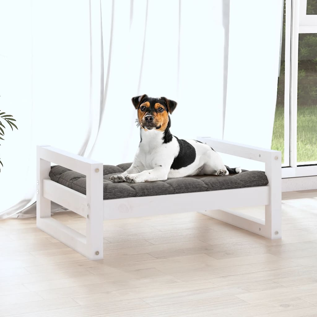 NNEVL Dog Bed White 55.5x45.5x28 cm Solid Pine Wood