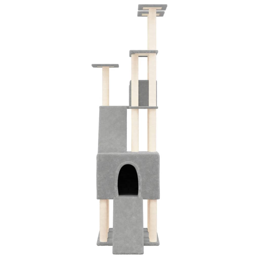 NNEVL Cat Tree with Sisal Scratching Posts Light Grey 190 cm