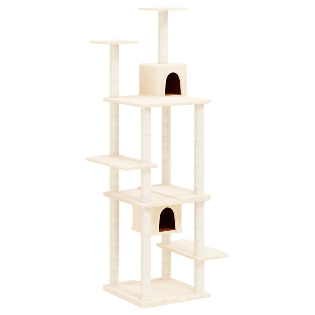 NNEVL Cat Tree with Sisal Scratching Posts Cream 176 cm