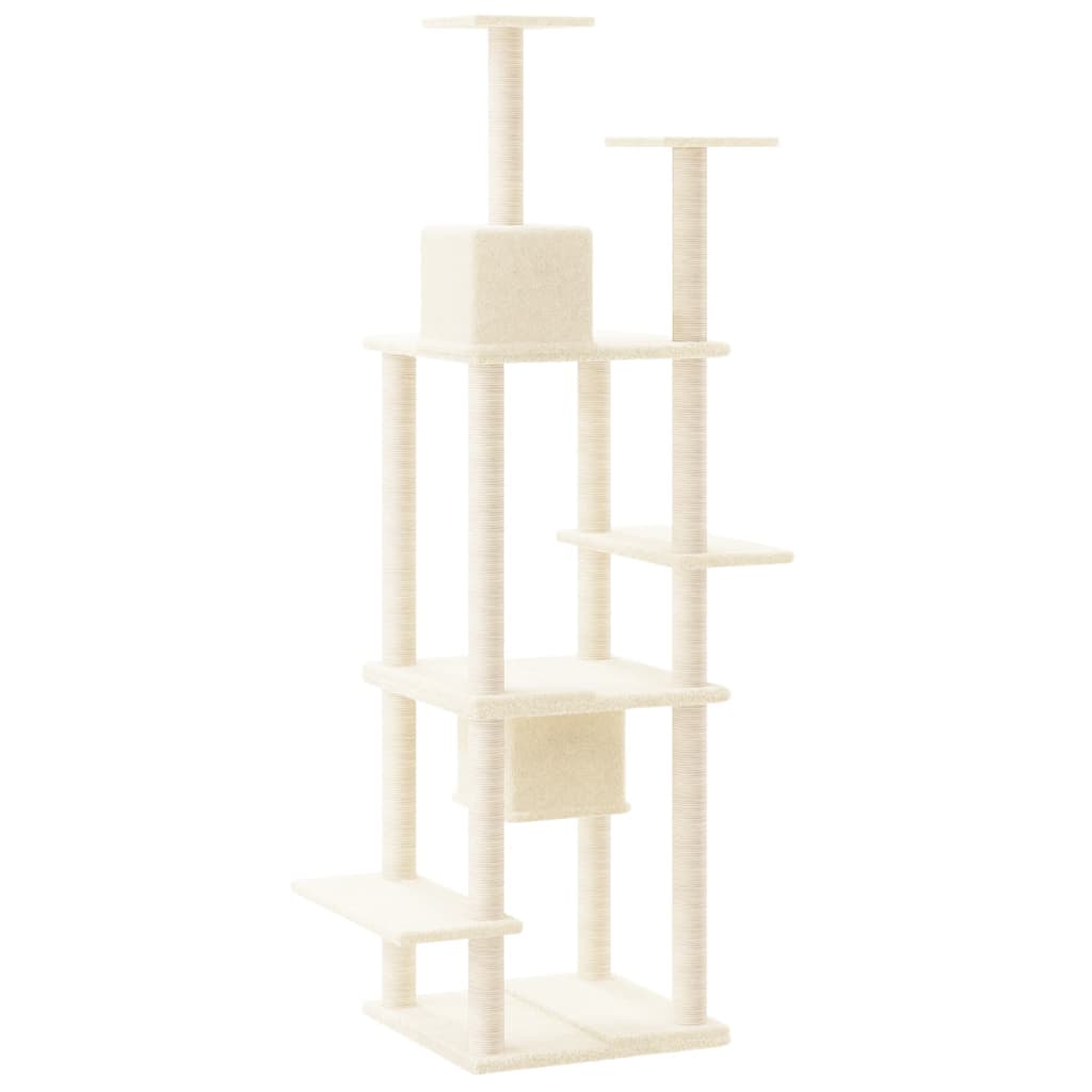 NNEVL Cat Tree with Sisal Scratching Posts Cream 176 cm