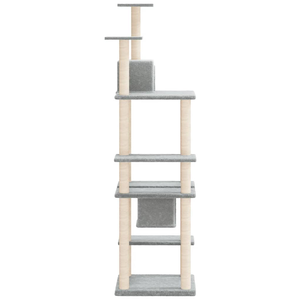 NNEVL Cat Tree with Sisal Scratching Posts Light Grey 176 cm