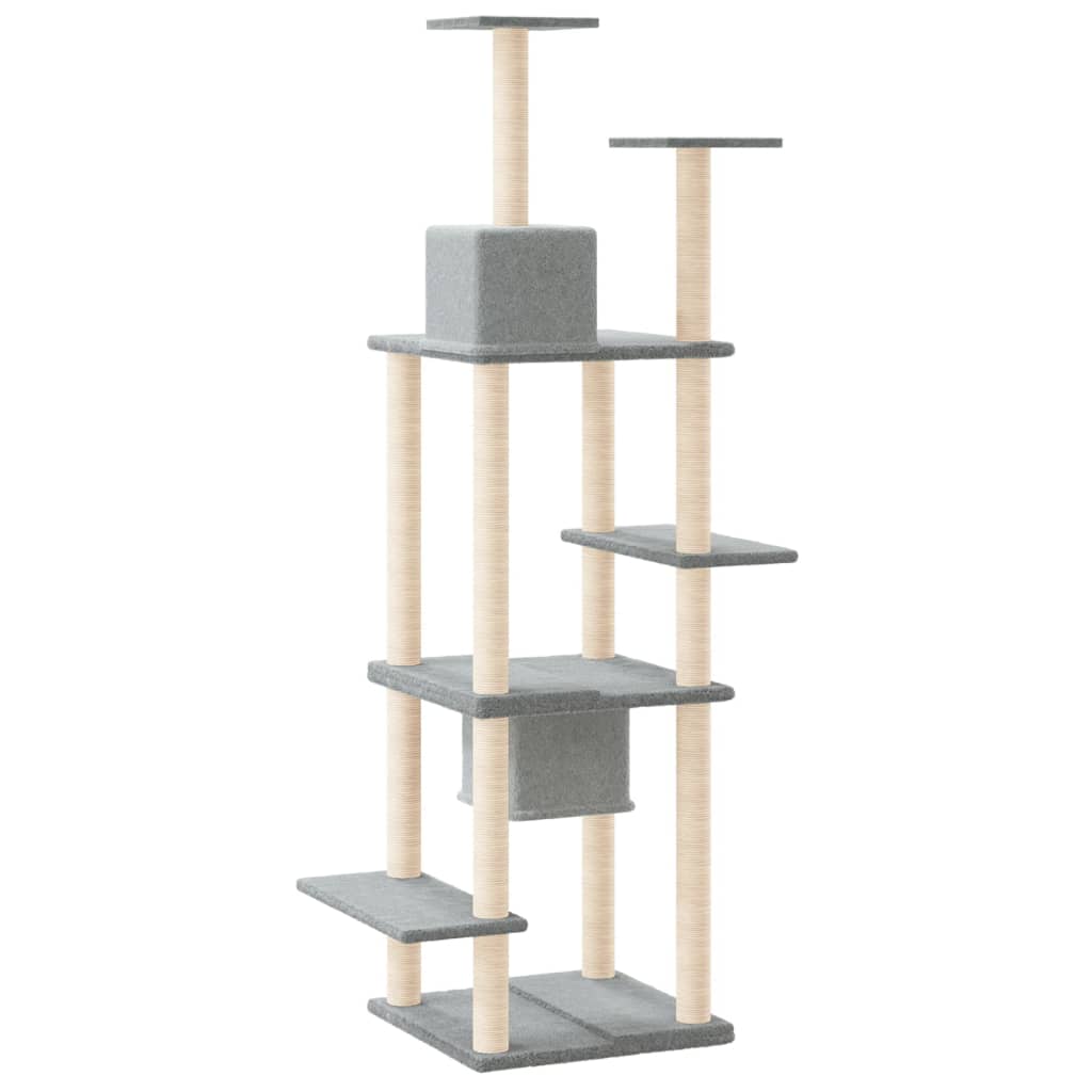 NNEVL Cat Tree with Sisal Scratching Posts Light Grey 176 cm