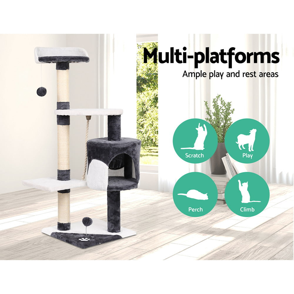 NNEDSZ Cat Tree 112cm Trees Scratching Post Scratcher Tower Condo House Furniture Wood
