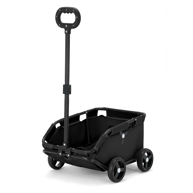 NNEDSZ Black Foldable Pet Travel Wagon for Small Dogs - Lightweight and Portable