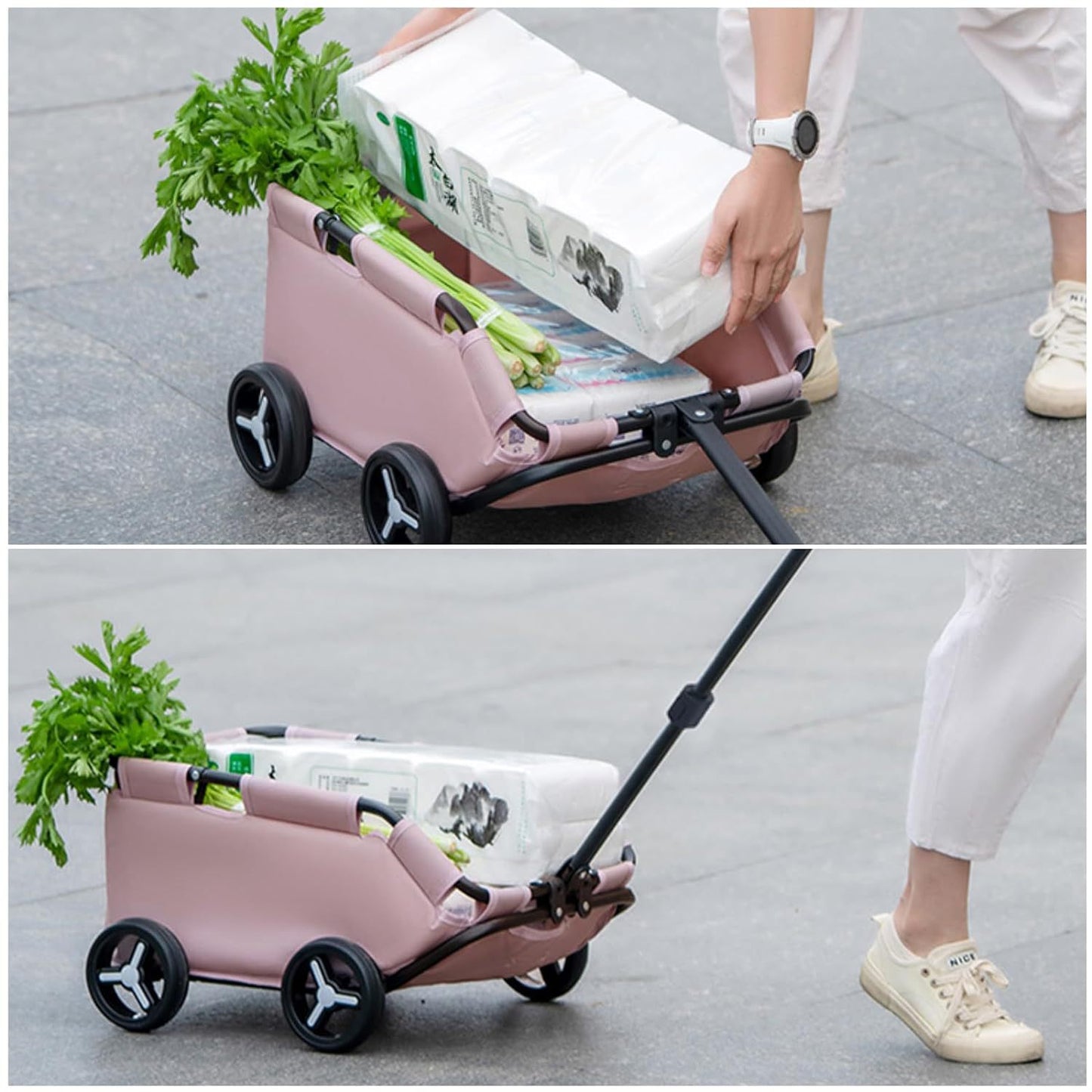 NNEDSZ Black Foldable Pet Travel Wagon for Small Dogs - Lightweight and Portable