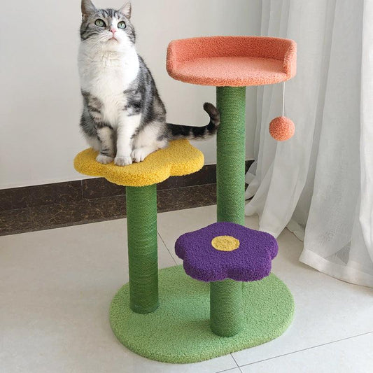 Stylish Cat Haven: Premium Sisal Cat Tower With Cozy Lambswool-0