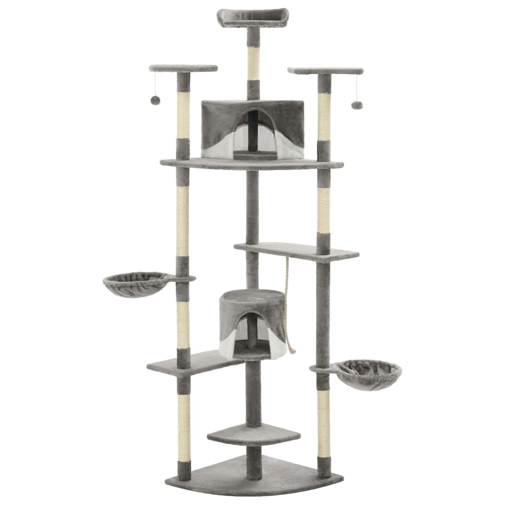 NNEVL Cat Tree with Sisal Scratching Posts 203 cm Grey and White