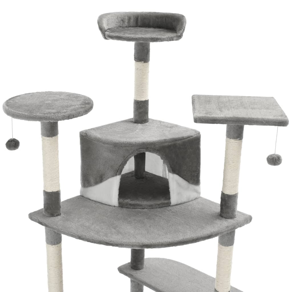 NNEVL Cat Tree with Sisal Scratching Posts 203 cm Grey and White