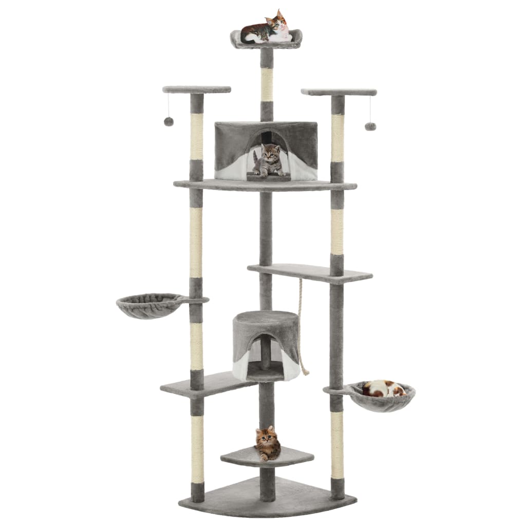 NNEVL Cat Tree with Sisal Scratching Posts 203 cm Grey and White