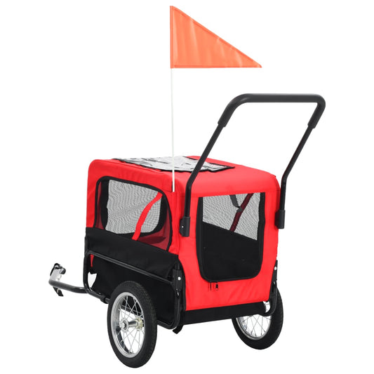 NNEVL 2-in-1 Pet Bike Trailer & Jogging Stroller Red and Black