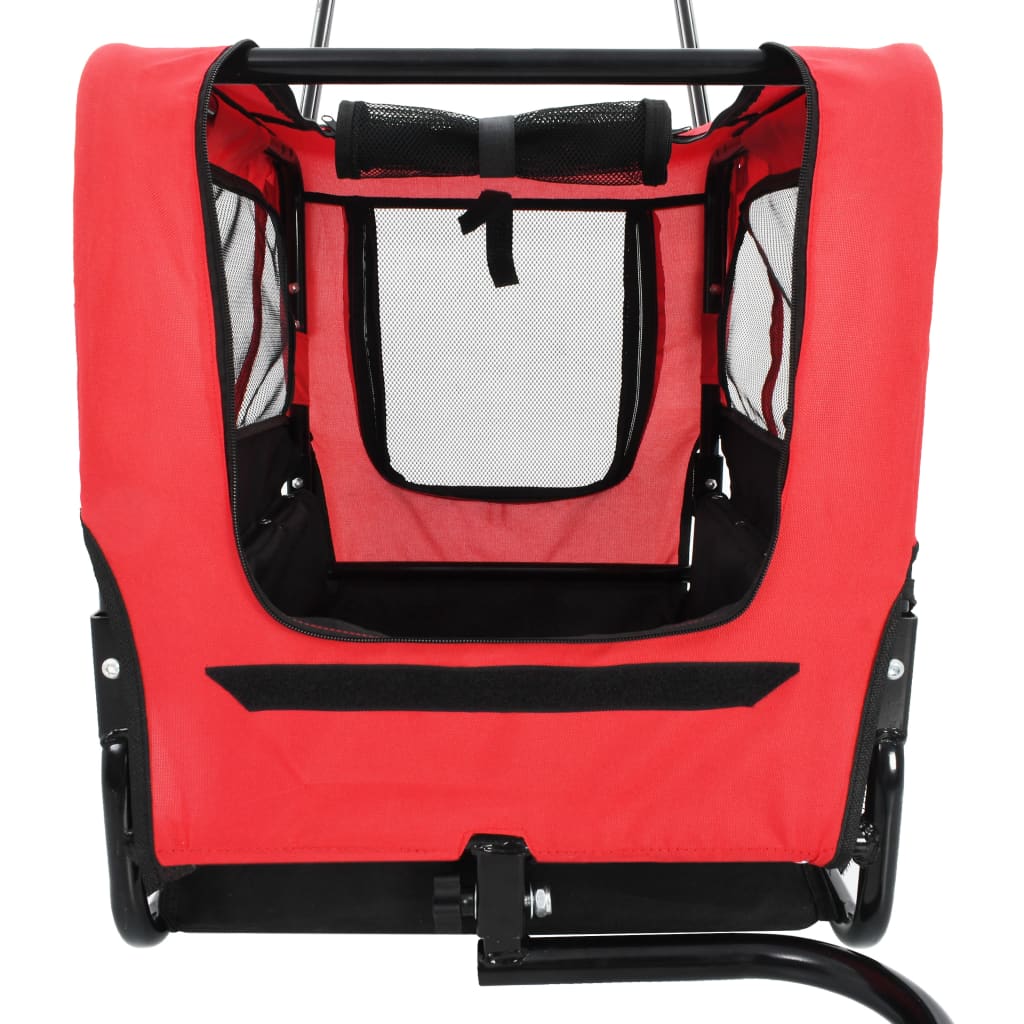 NNEVL 2-in-1 Pet Bike Trailer & Jogging Stroller Red and Black