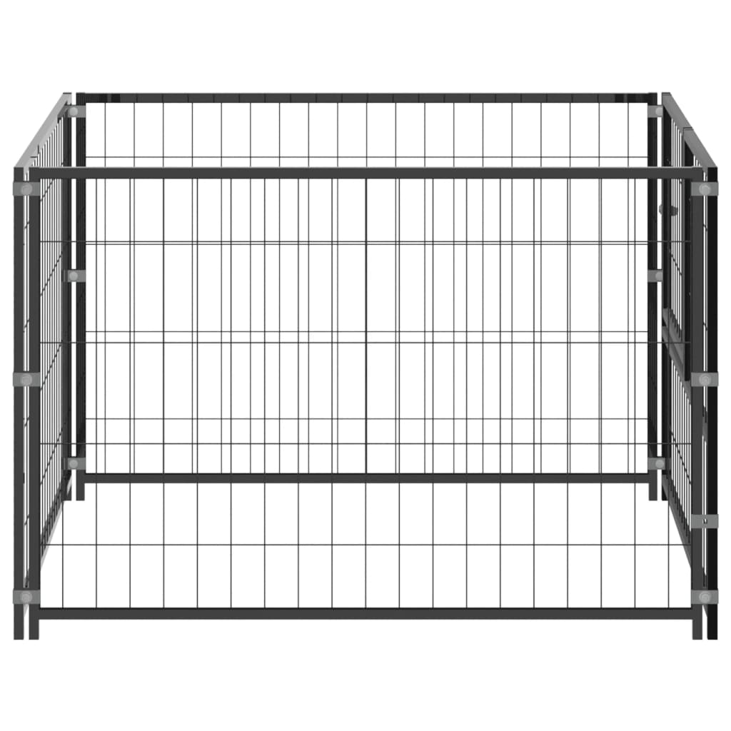 NNEVL Dog Kennel Black 100x100x70 cm Steel