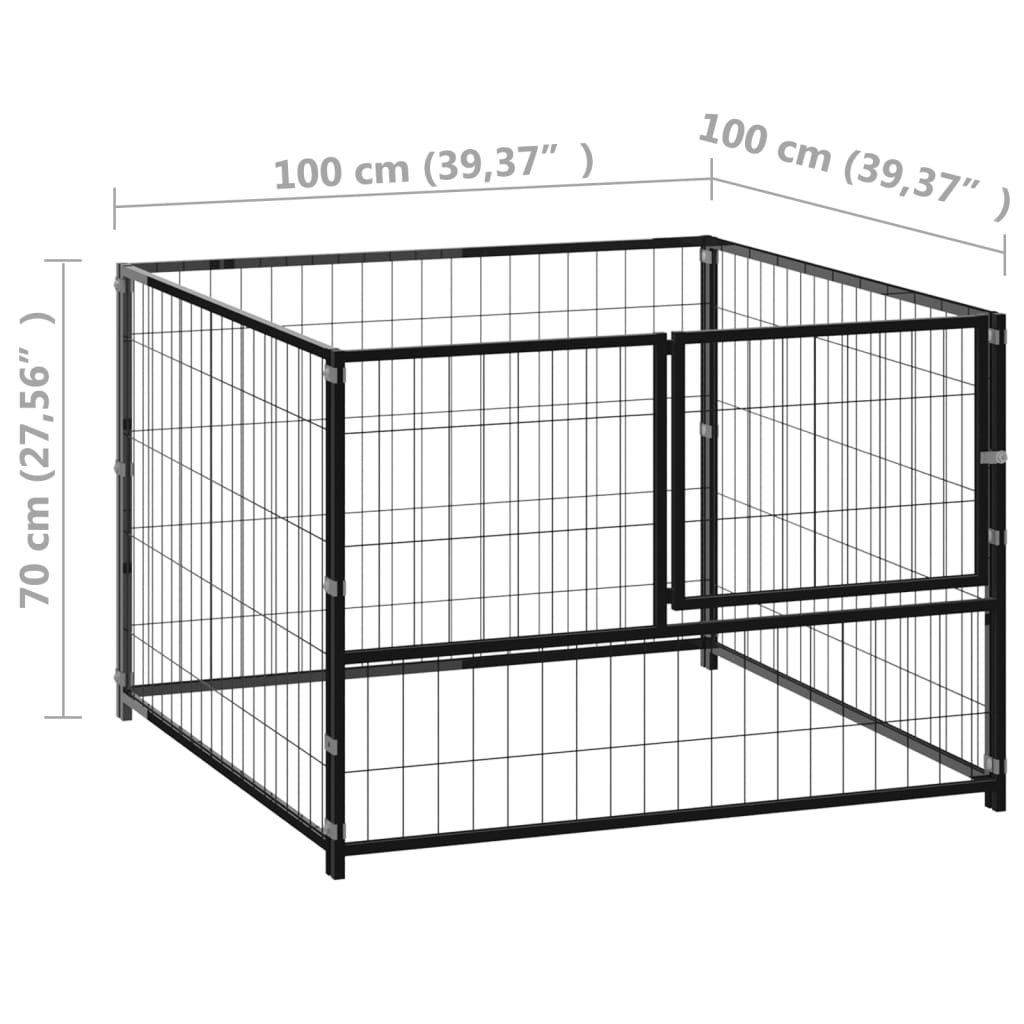 NNEVL Dog Kennel Black 100x100x70 cm Steel