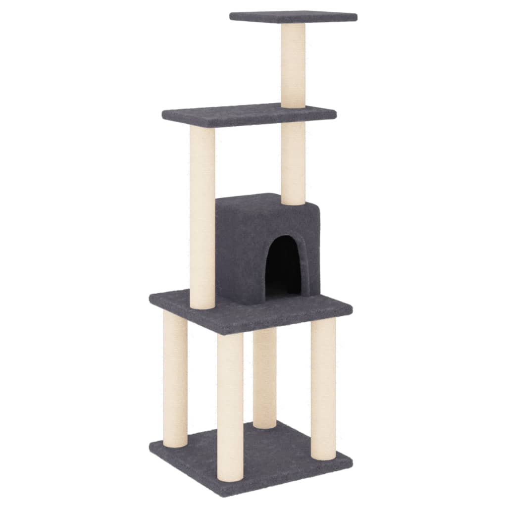 NNEVL Cat Tree with Sisal Scratching Posts Dark Grey 105 cm