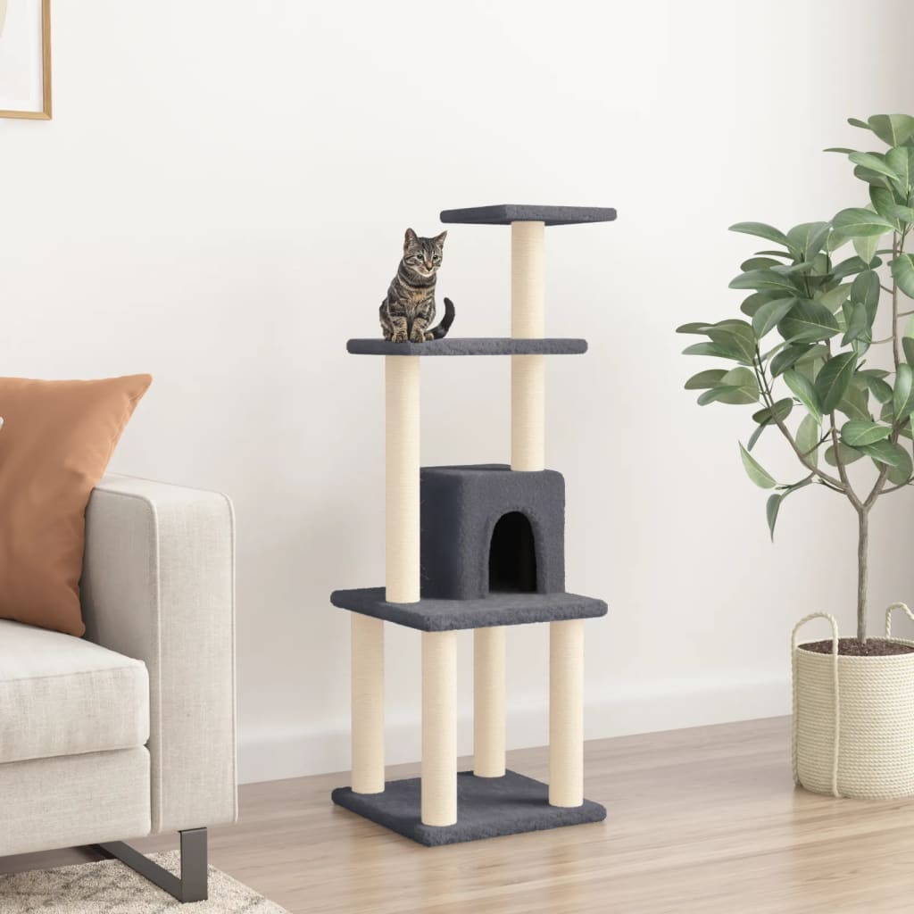 NNEVL Cat Tree with Sisal Scratching Posts Dark Grey 105 cm