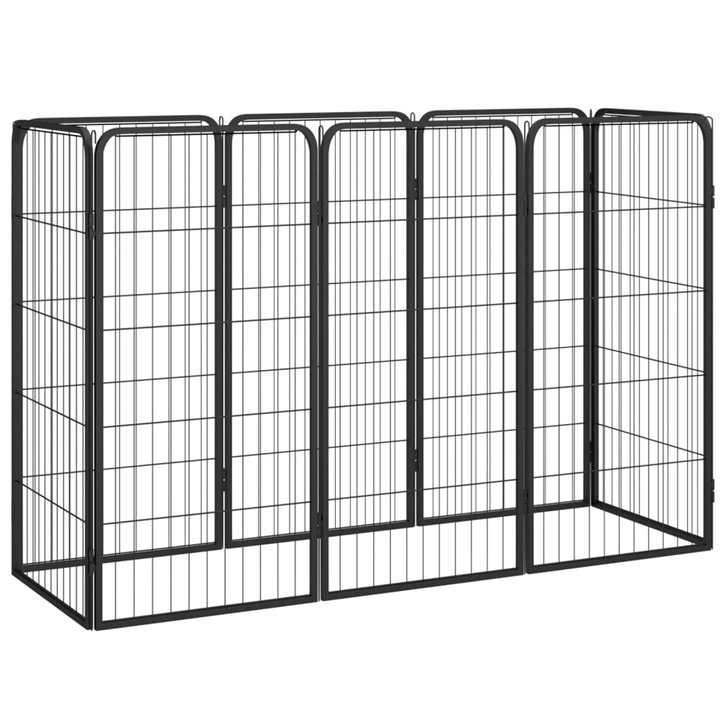 NNEVL 8-Panel Dog Playpen Black 50x100 cm Powder-coated Steel