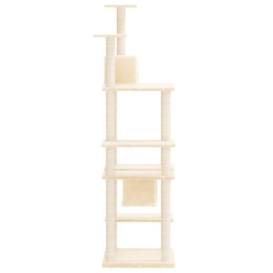 NNEVL Cat Tree with Sisal Scratching Posts Cream 176 cm
