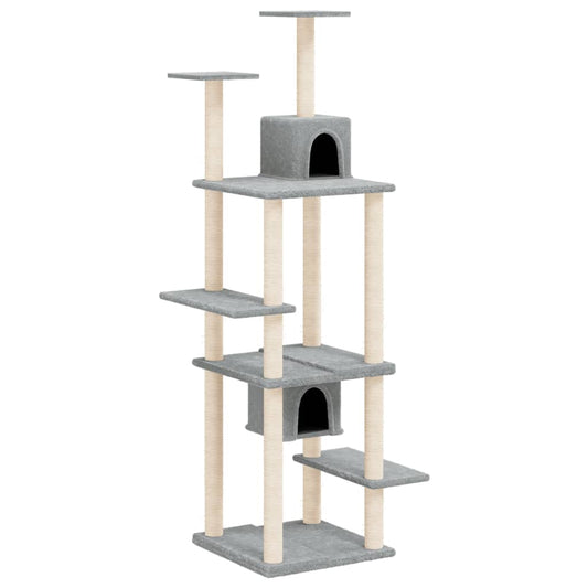 NNEVL Cat Tree with Sisal Scratching Posts Light Grey 176 cm