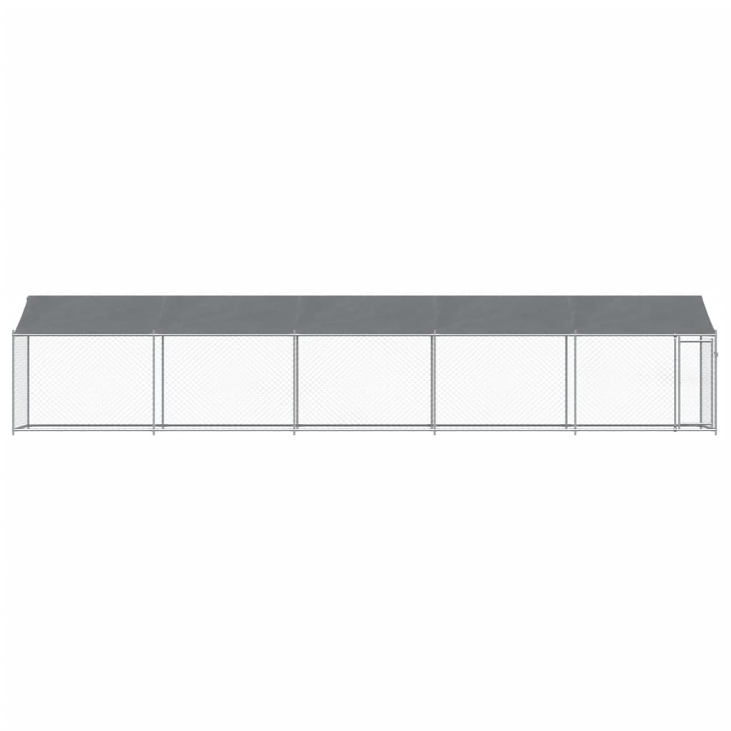 NNEVL Dog Cage with Roof and Door Grey 10x2x2 m Galvanised Steel