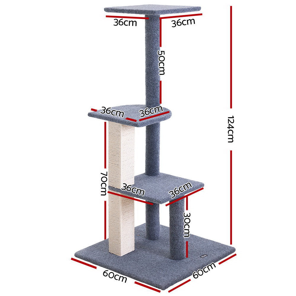 NNEDSZ Cat Tree 124cm Trees Scratching Post Scratcher Tower Condo House Furniture Wood Steps