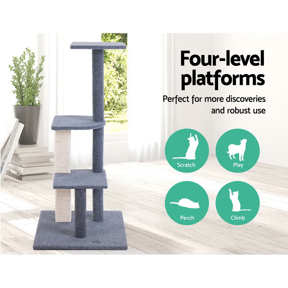 NNEDSZ Cat Tree 124cm Trees Scratching Post Scratcher Tower Condo House Furniture Wood Steps