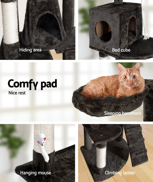 NNEDSZi.Pet Cat Tree 193cm Trees Scratching Post Scratcher Tower Condo House Furniture Wood