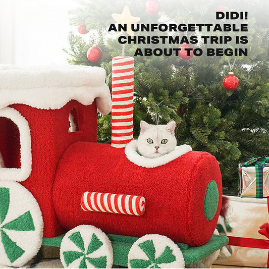 NNEDSZ Christmas Gift Train Cat Tree Cat nest Integrated Cat Nest Toy Scratching Post
