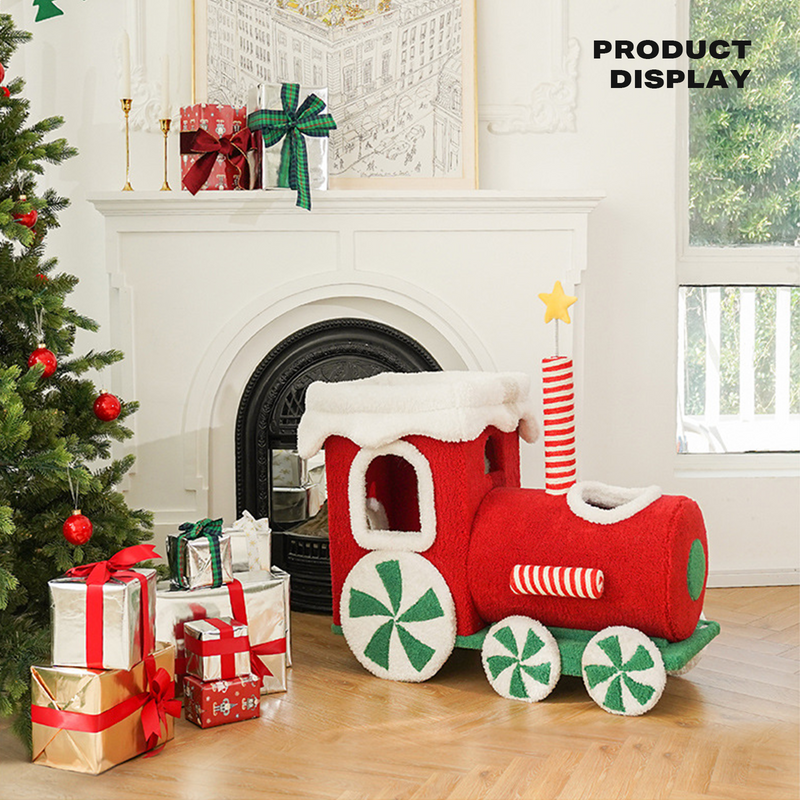 NNEDSZ Christmas Gift Train Cat Tree Cat nest Integrated Cat Nest Toy Scratching Post