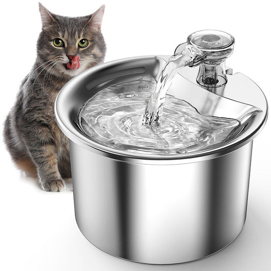 NNEDSZ Beginner Package Stainless Steel Pet Water Fountain with Automatic Power-Off -Plug Not Included