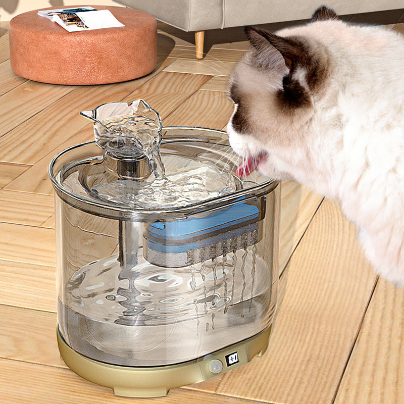 NNEDSZ 5000mAh Intelligent Charging Pet Water Fountain with Dual Flow Modes and Timer 2.2L