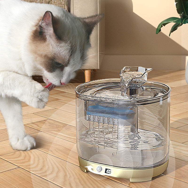 NNEDSZ 5000mAh Intelligent Charging Pet Water Fountain with Dual Flow Modes and Timer 2.2L