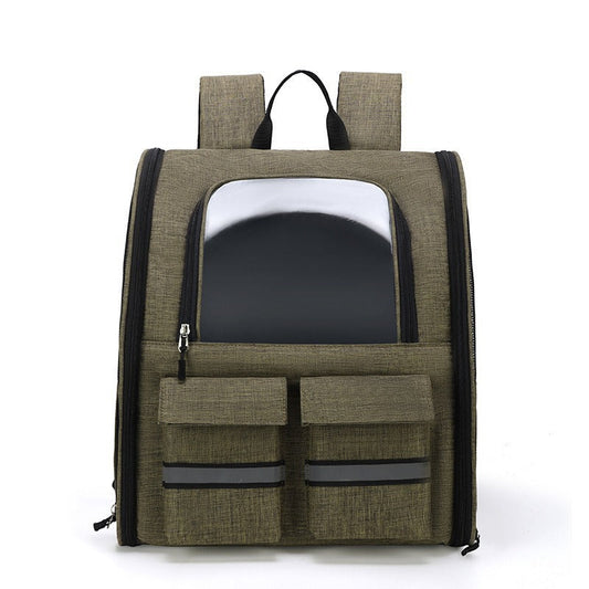 NNEDSZ khaki Collapsible Pet Carrier Backpack with Trolley Sleeve