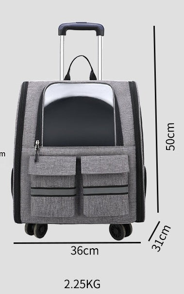 NNEDSZ light Blue 3-in-1 Pet Carrier: Rolling Backpack with Collapsible Design