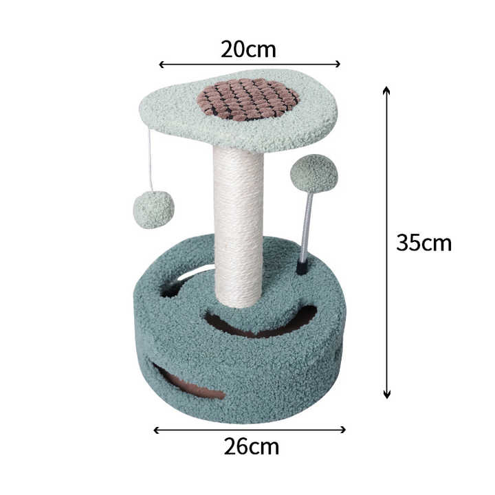 NNEDSZ Avocado Interactive Cat Scratching Post with Playful Ball Toys, Flower Design - 35cm Height, 26cm Base
