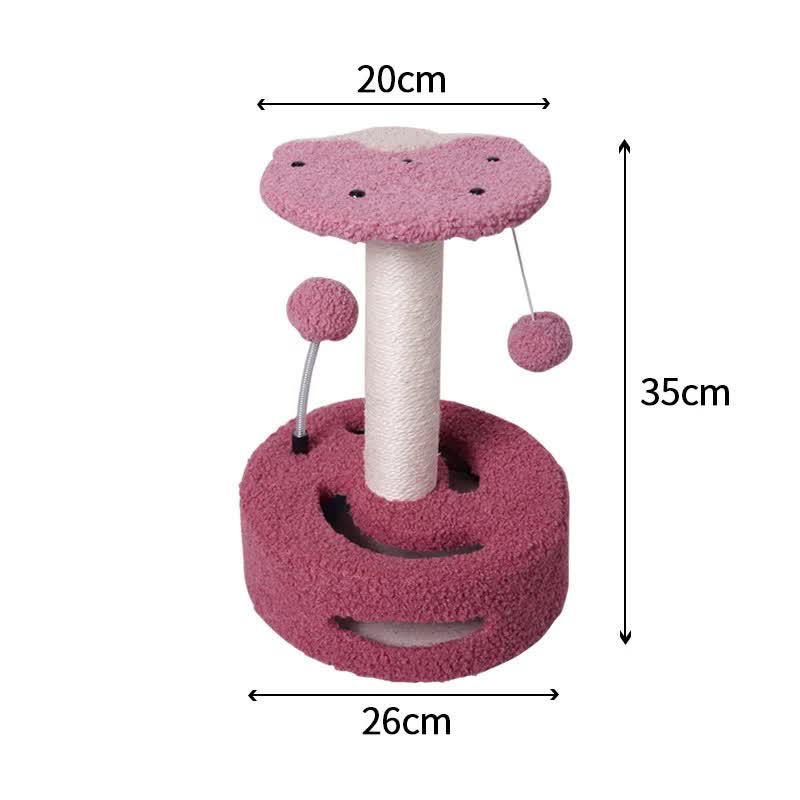 NNEDSZ Strawberries Interactive Cat Scratching Post with Playful Ball Toys, Flower Design - 35cm Height, 26cm Base
