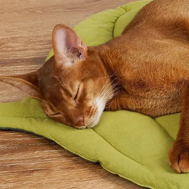 NNEDSZ 1 Pcs Yellow Leaf-Shaped Pet Sleeping Mat - Durable Dog Floor Pad & Cat Bed for Sleeping and Playtime