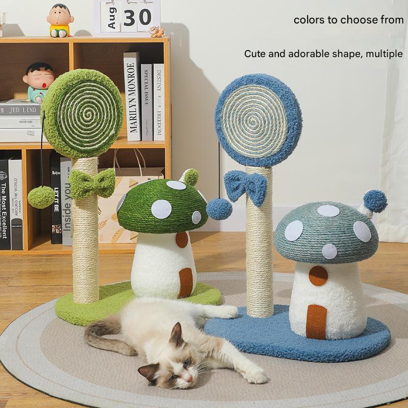 NNEDSZ Green Durable Mushroom Cat Scratching Post - Anti-Slip, No Debris Cat Scratch Pad with Sofa Protection for Small Cats