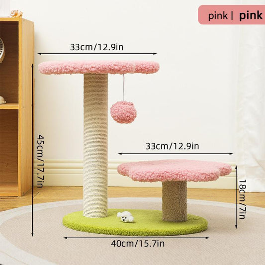 NNEDSZ Pink Compact Cat Climbing Frame with Dual-Level Sisal Posts and Playful Design – Perfect for Scratching and Jumping