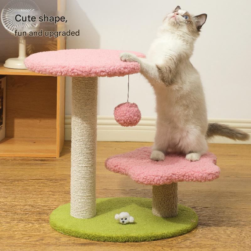 NNEDSZ Pink Compact Cat Climbing Frame with Dual-Level Sisal Posts and Playful Design – Perfect for Scratching and Jumping