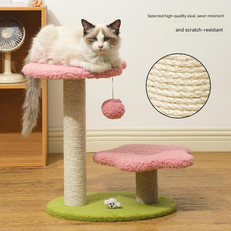 NNEDSZ Pink Compact Cat Climbing Frame with Dual-Level Sisal Posts and Playful Design – Perfect for Scratching and Jumping