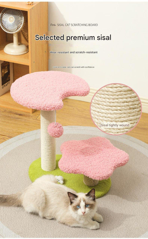 NNEDSZ Pink Compact Cat Climbing Frame with Dual-Level Sisal Posts and Playful Design – Perfect for Scratching and Jumping