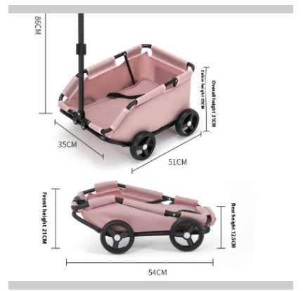 NNEDSZ Black Foldable Pet Travel Wagon for Small Dogs - Lightweight and Portable
