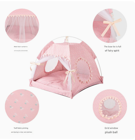 NNEDSZ Fruit green floral Portable Folding Pet Tent - Summer Cat & Dog Shelter with Mesh Window, Lightweight and Breathable, Ideal for Travel & Home Use 40x40x35CM