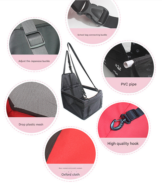 NNEDSZ Black bone print Portable Pet Car Seat for Dogs and Cats - Adjustable Car Seat Cover, Pet Travel Car Carrier with Safety Belt