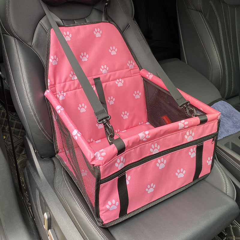 NNEDSZ Pink footprints Portable Pet Car Seat for Dogs and Cats - Adjustable Car Seat Cover, Pet Travel Car Carrier with Safety Belt
