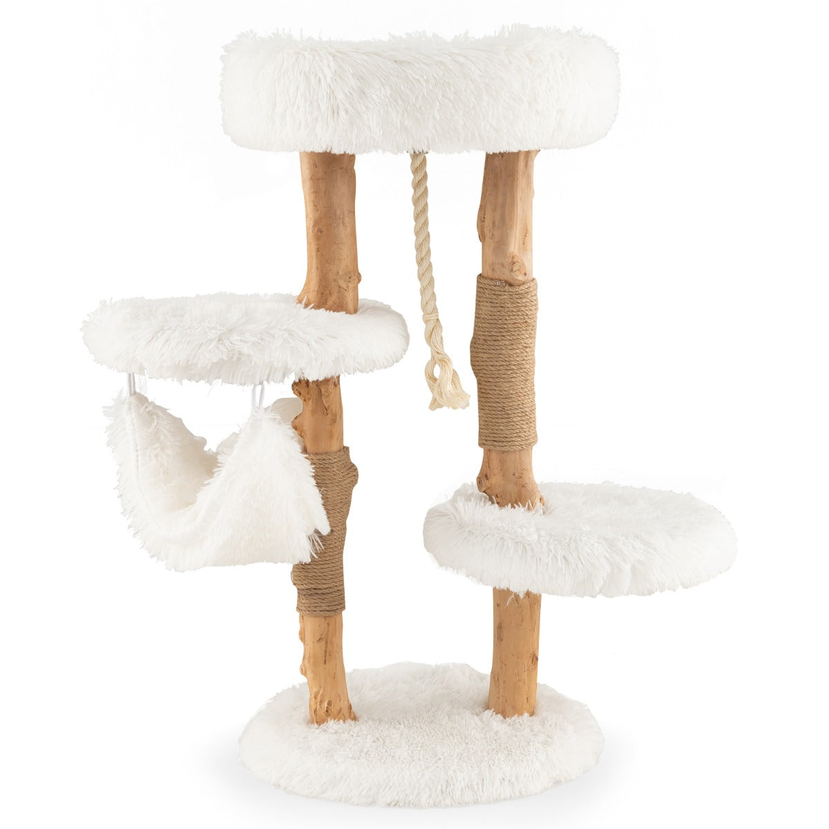 NNECW 87 CM Tall Wooden Cat Tree with Jute Scratching Posts for Pet